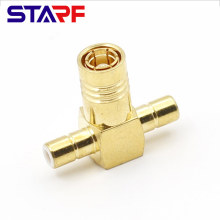 STA SMB Messing vergoldet 2 Stecker auf 1 Buchse SMB T-Typ TEE-Adapter Amphenol 142299 142300